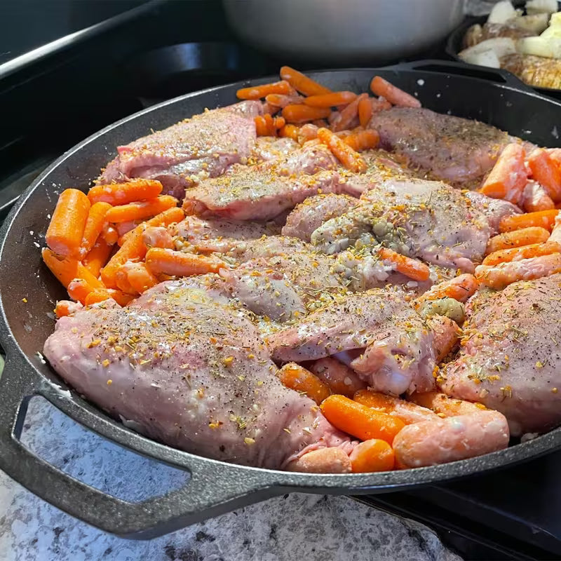 17-Inch Cast Iron Griddle and Skillet Pan — Indoor & Campfire Cooking