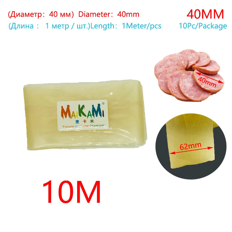 40/50MM x 5/10/20 Meters Dry Collagen Sausage Casing Tube Meat Sausages Casing For Sausage Maker