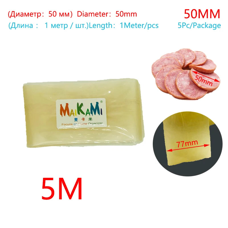40/50MM x 5/10/20 Meters Dry Collagen Sausage Casing Tube Meat Sausages Casing For Sausage Maker