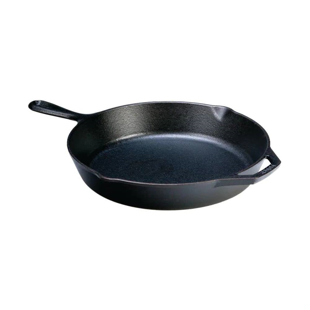 12-Inch Cast Iron Skillet with Pour Spouts — Pre-Seasoned, Made in the USA