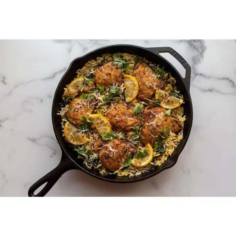 12-Inch Cast Iron Skillet with Pour Spouts — Pre-Seasoned, Made in the USA