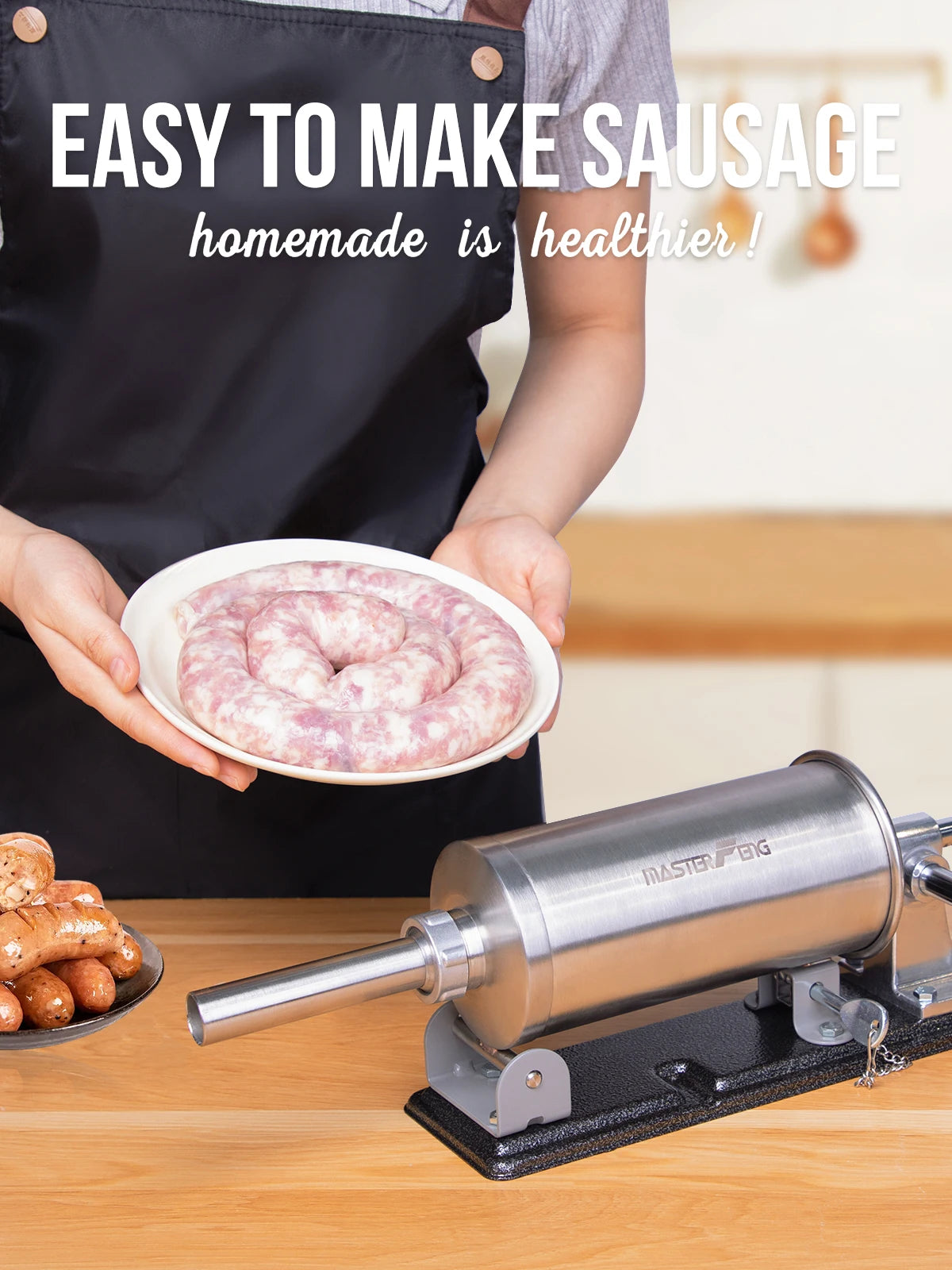 MASTER FENG Horizontal Sausage Stuffer Homemade Manual Sausage Maker Sausage Meat Filling Machine