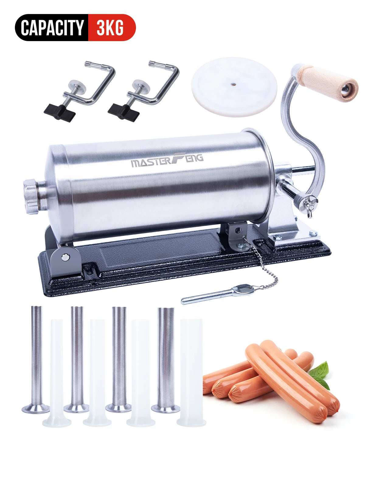 MASTER FENG Horizontal Sausage Stuffer Homemade Manual Sausage Maker Sausage Meat Filling Machine