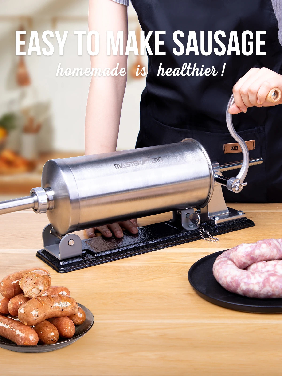 MASTER FENG Horizontal Sausage Stuffer Homemade Manual Sausage Maker Sausage Meat Filling Machine