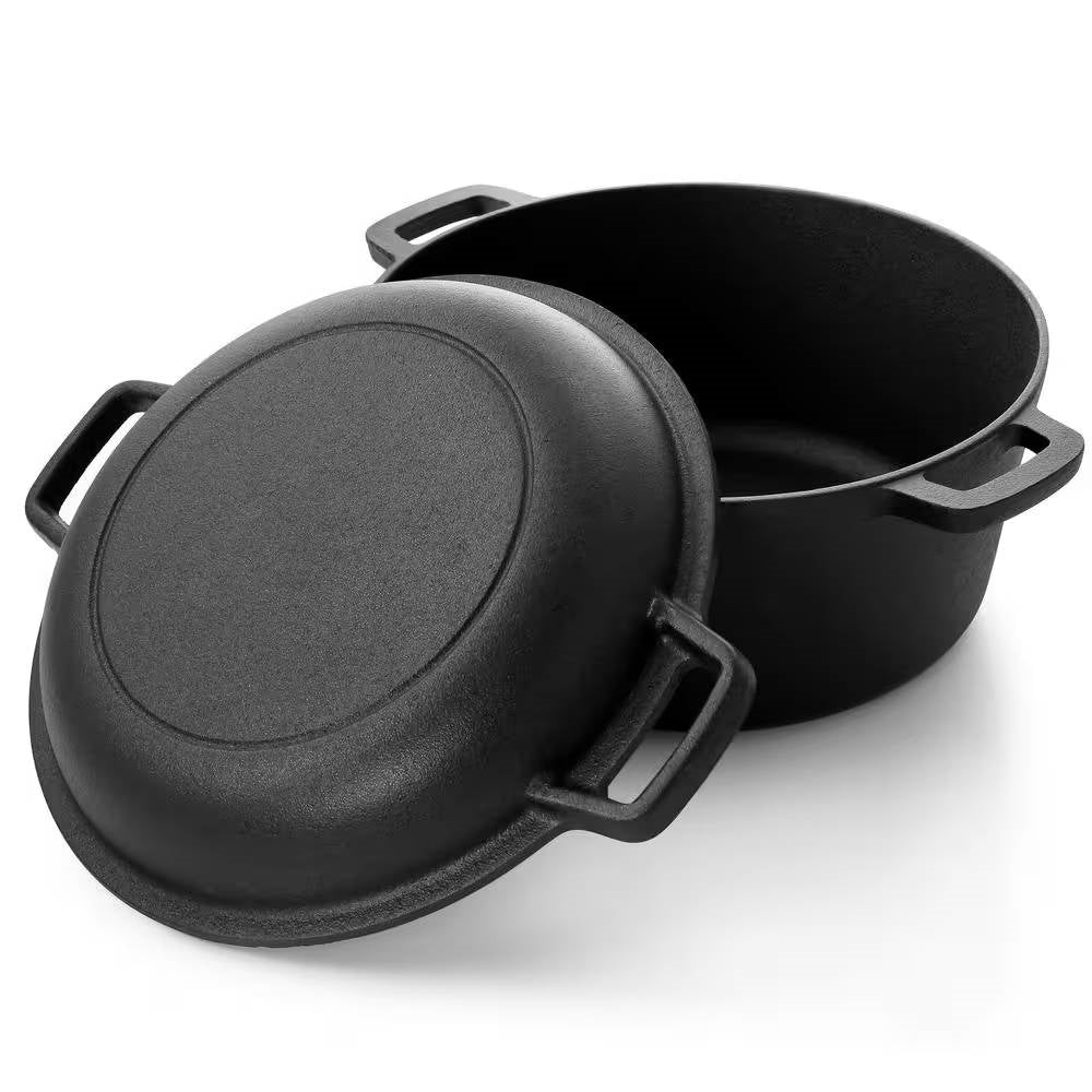 12-Piece Cast Iron Cookware Set — Dutch Oven, Skillets, Pizza Pan & Storage Rack
