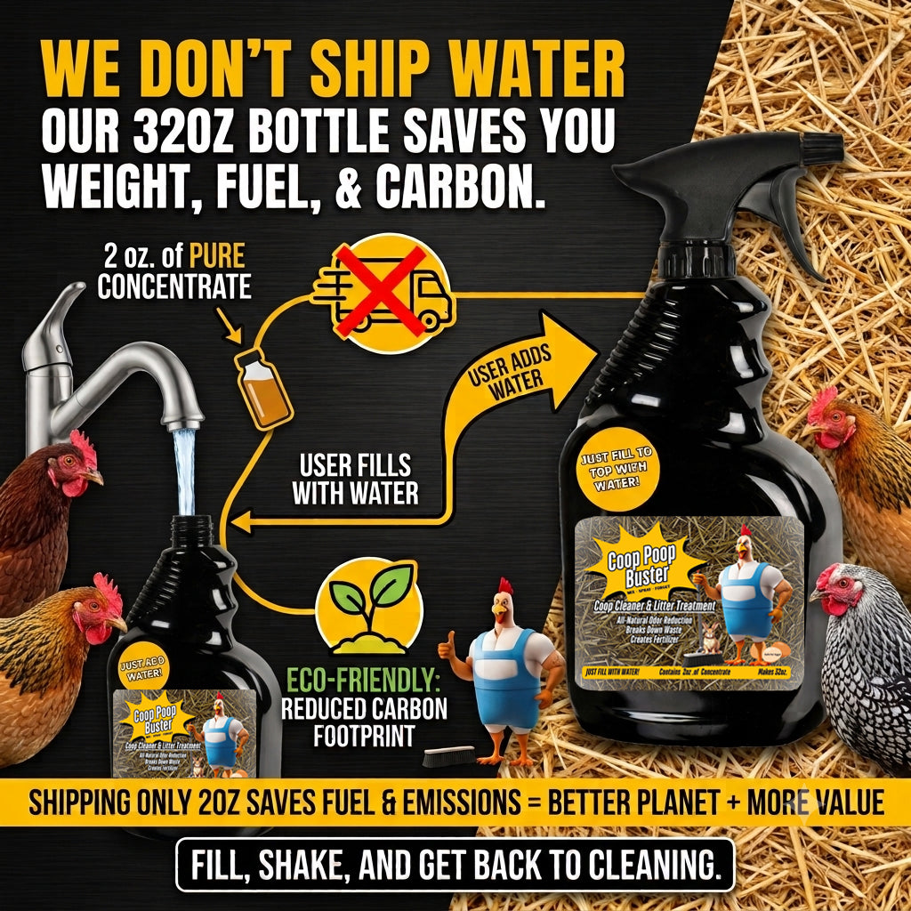 Coop Poop Buster — Plant-Based Chicken Coop Odor Eliminator Concentrate