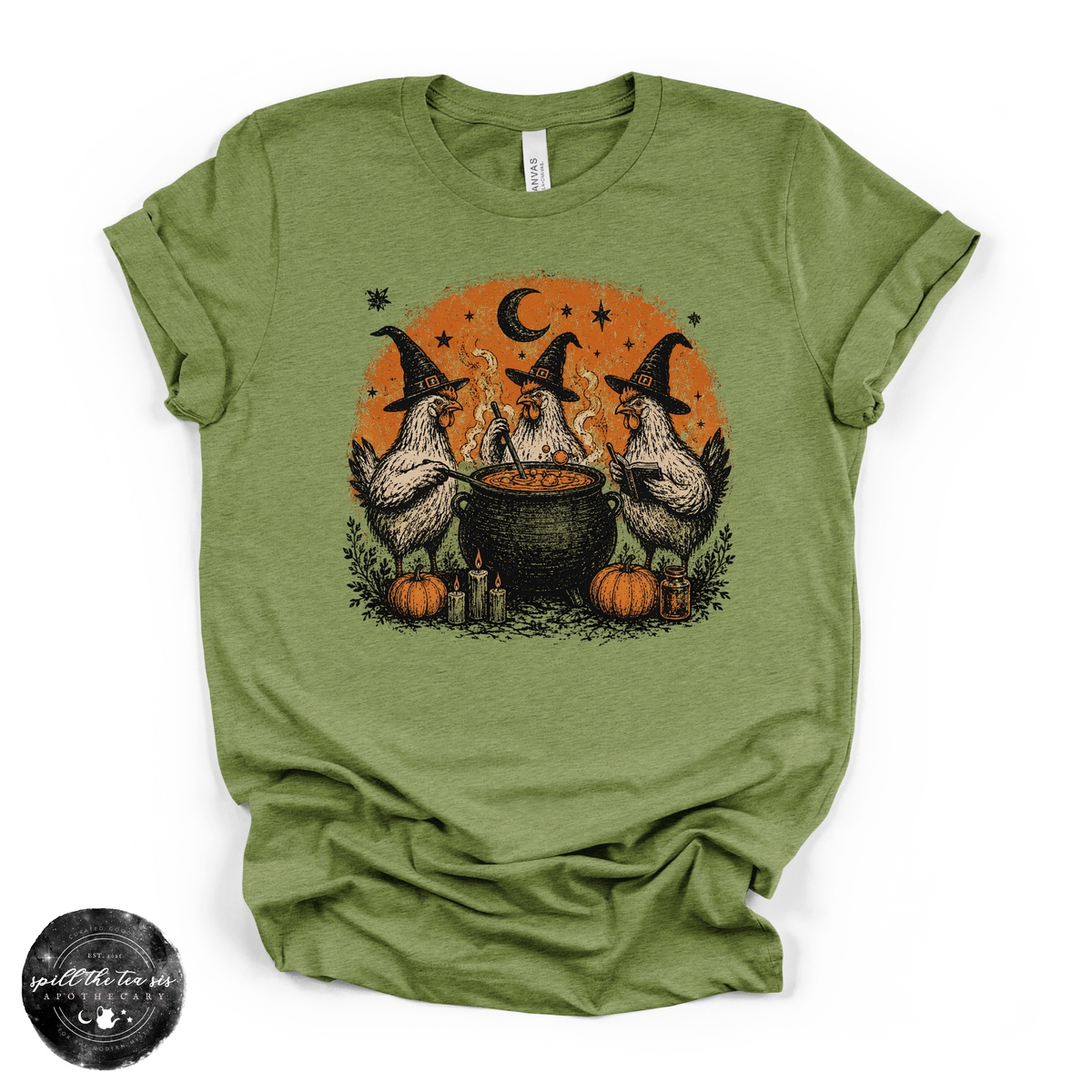Chicken Witch Trio Tee | Funny Halloween Chicken Graphic T-Shirt