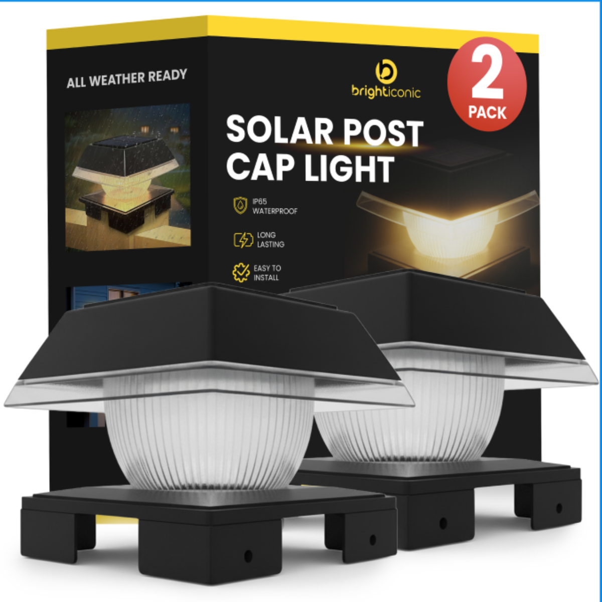 Solar Post Cap Lights Dual Mode ‎BICSGL-14 (2Pack)