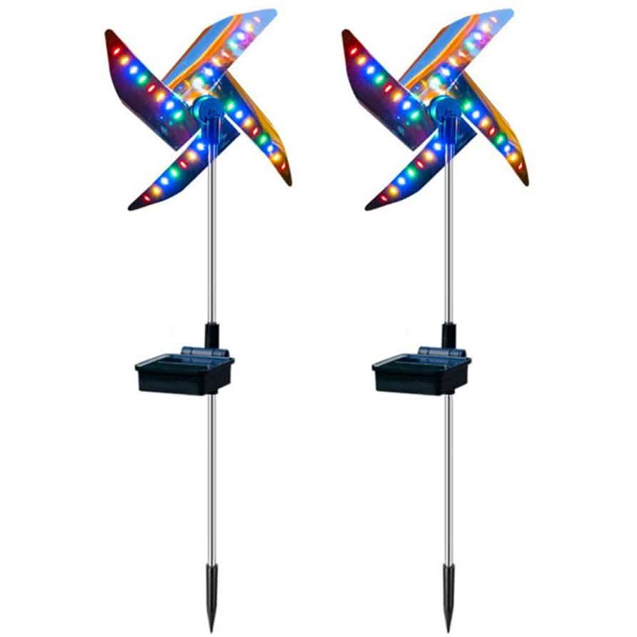 2-Pack: 32LED Outdoor Solar Ground Light Garden Lawn Waterproof Windmill Lamp