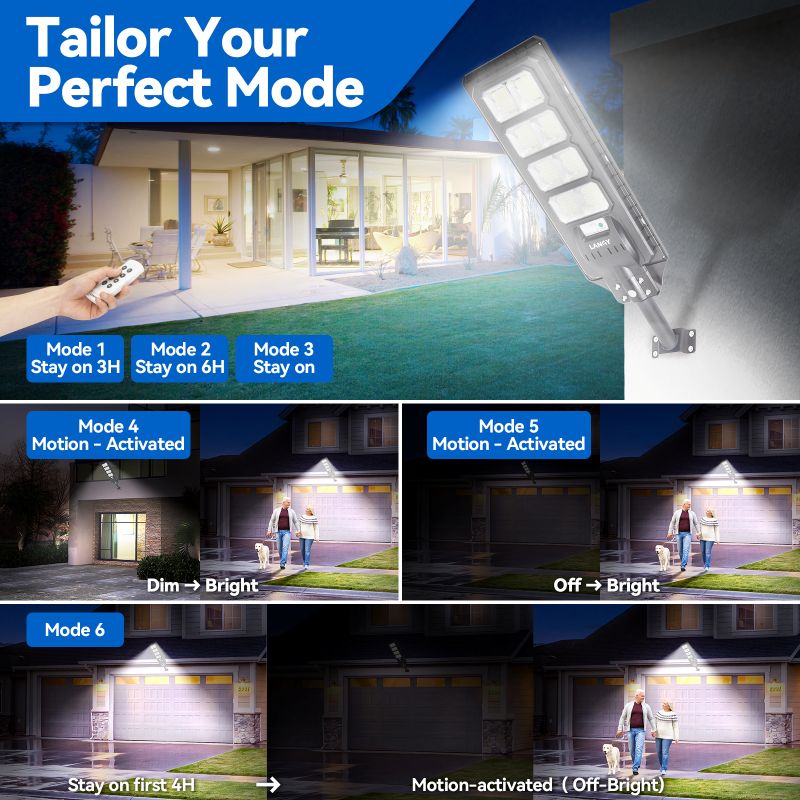 4 pack 200W solar street lights 25000 lumens
