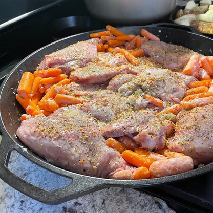 17-Inch Cast Iron Griddle and Skillet Pan — Indoor & Campfire Cooking