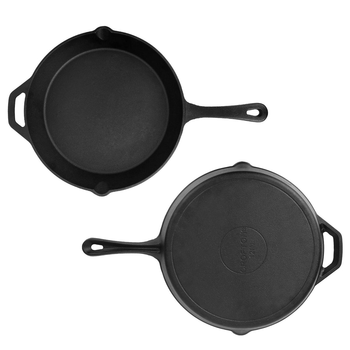 12-Inch Pre-Seasoned Cast Iron Skillet with Heat-Resistant Handle Holder