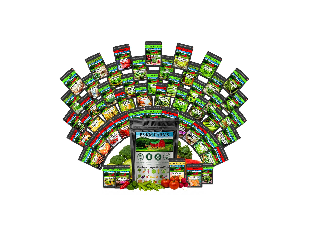 Heirloom vegetable and herb seed vault packets in Mylar pouches