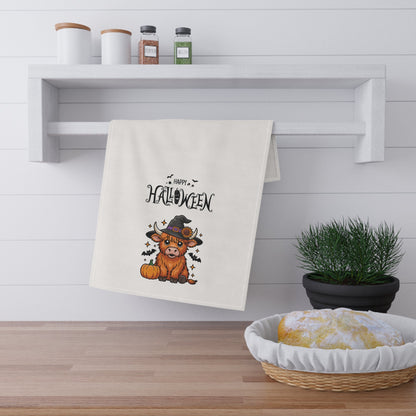 Happy Halloween cute Tea Towels, Festive Decor, Farmhouse Kitchen Accessories, Cute Highland Cow Design, Holiday Gift Ideas