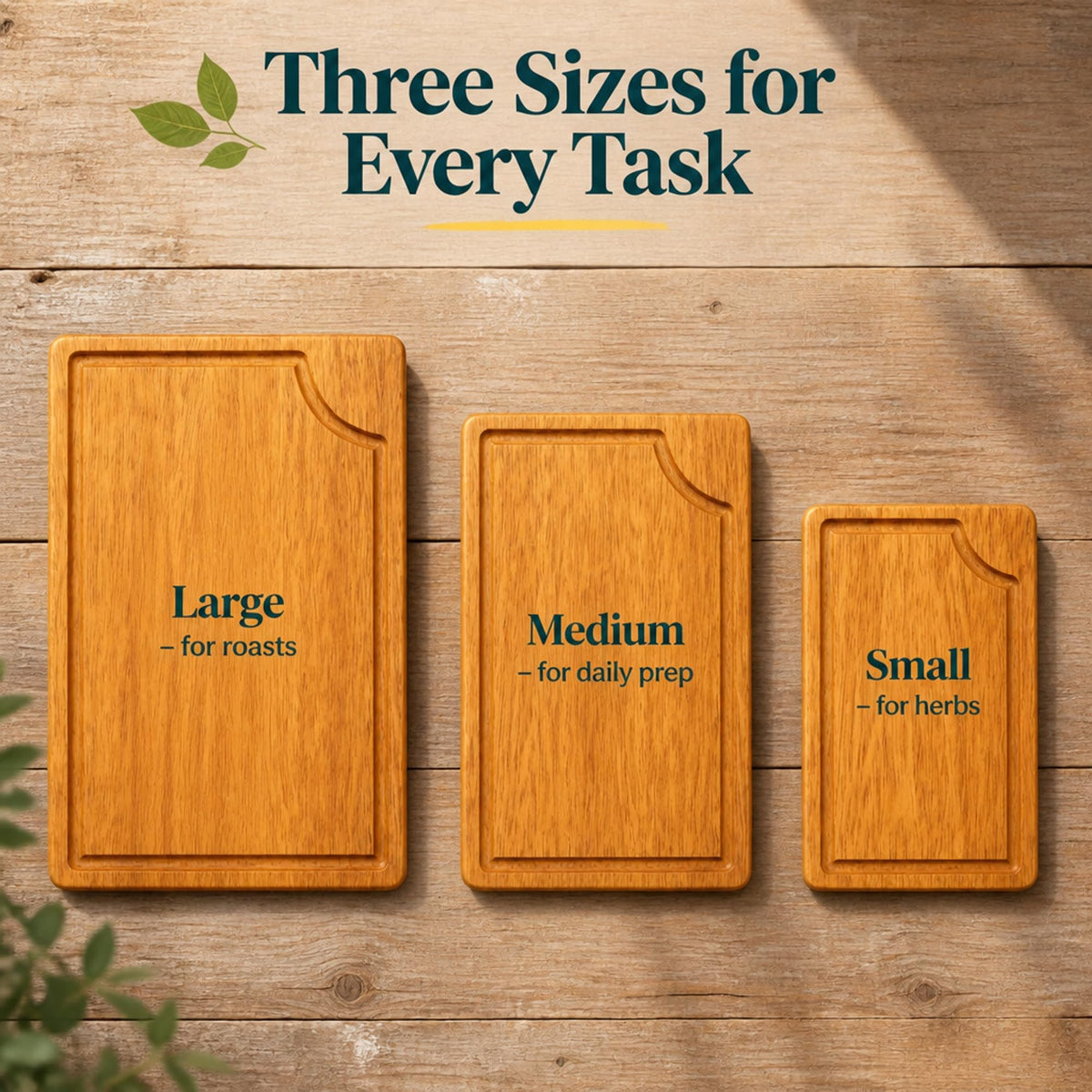 STORE INDYA Cutting Boards for Kitchen - Set of 3 Wooden Chopping Boards for Prep & Serving, Charcuterie, Butcher Block, Non Toxic Wood Cutting Boards – Large, Medium, Small – Gift Ready (Natural)