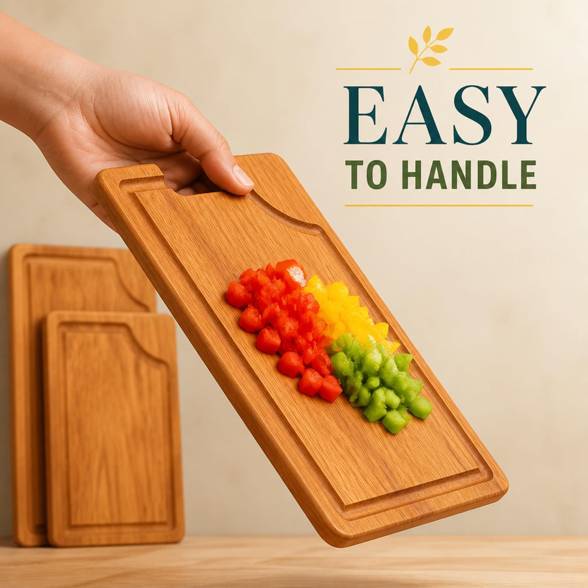 STORE INDYA Cutting Boards for Kitchen - Set of 3 Wooden Chopping Boards for Prep & Serving, Charcuterie, Butcher Block, Non Toxic Wood Cutting Boards – Large, Medium, Small – Gift Ready (Natural)