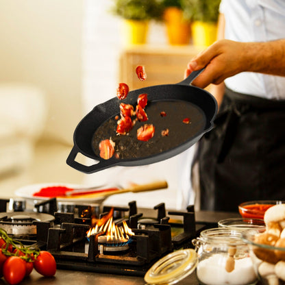 12-Inch Pre-Seasoned Cast Iron Skillet with Heat-Resistant Handle Holder