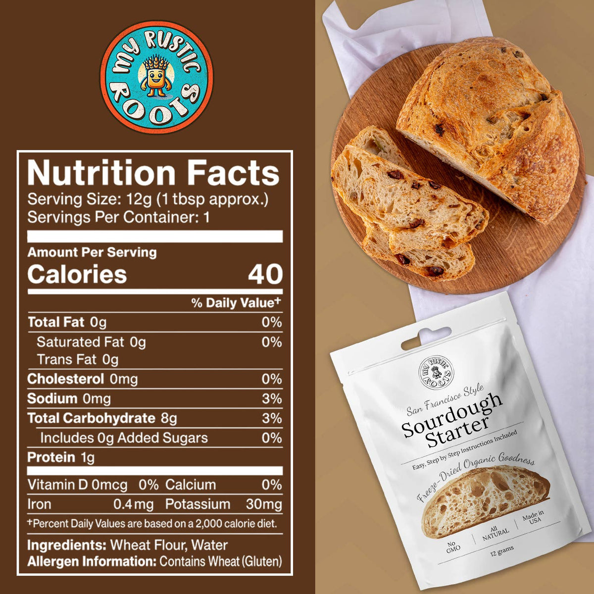Original Sourdough Starter Culture — Freeze-Dried Organic, 12g