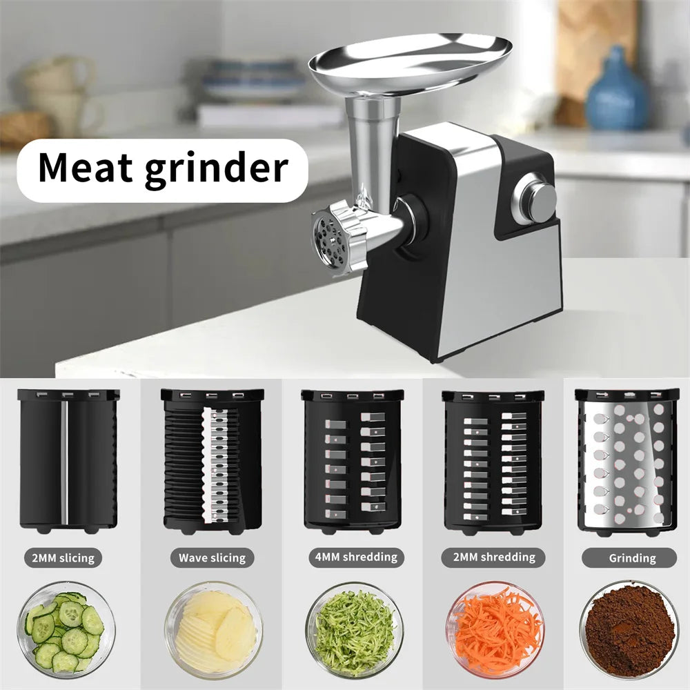Household Stainless Steel Meat Grinder Multi-Function Automatic Electric Sausage Maker Filler Mincer Stuffer Juicer
