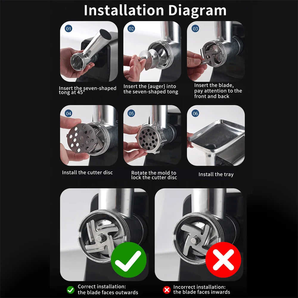Household Stainless Steel Meat Grinder Multi-Function Automatic Electric Sausage Maker Filler Mincer Stuffer Juicer