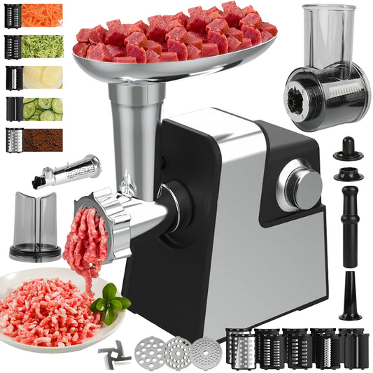 Household Stainless Steel Meat Grinder Multi-Function Automatic Electric Sausage Maker Filler Mincer Stuffer Juicer