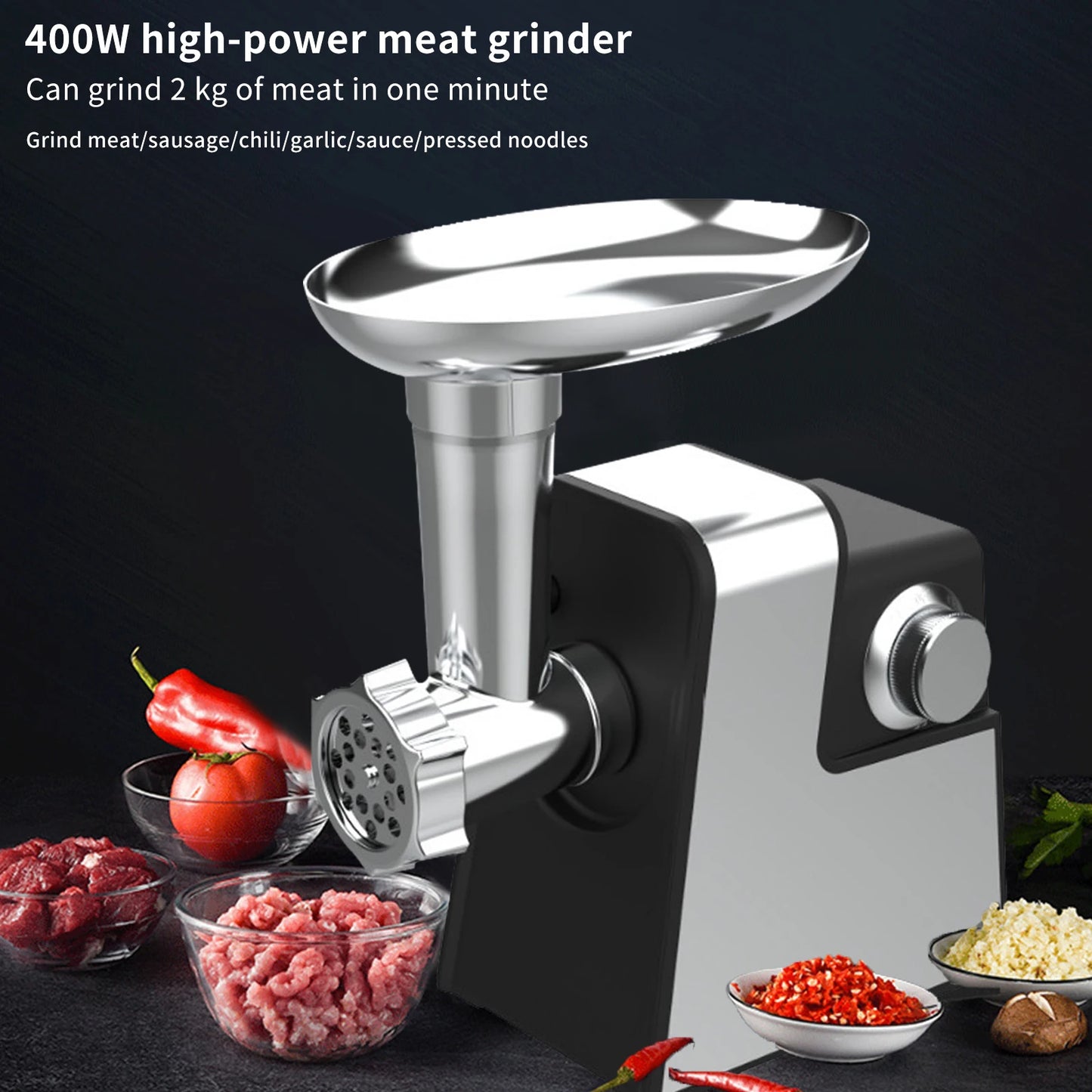 Household Stainless Steel Meat Grinder Multi-Function Automatic Electric Sausage Maker Filler Mincer Stuffer Juicer