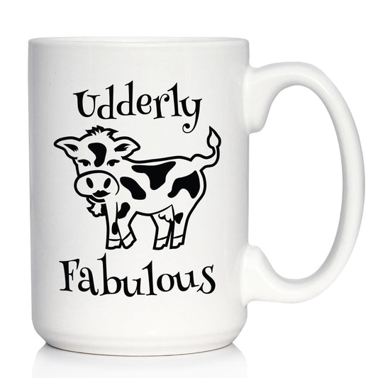 Udderly Fabulous - Cow Coffee Mug - Funny Cow Gifts & Decor