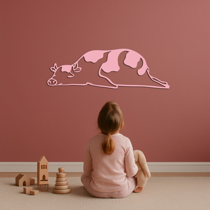 Minimalist Cow Silhouette Metal Wall Art – Farmhouse Animal Decor - KAFGP134