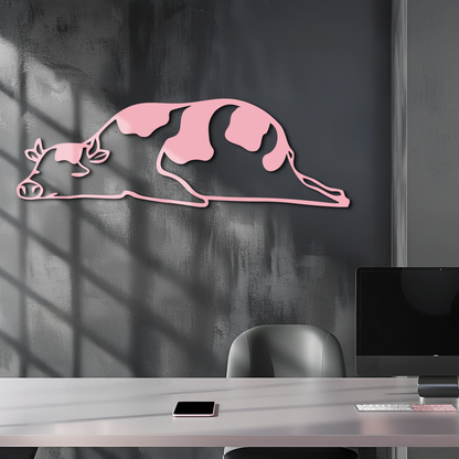 Minimalist Cow Silhouette Metal Wall Art – Farmhouse Animal Decor - KAFGP134