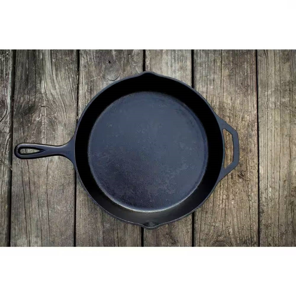 12-Inch Cast Iron Skillet with Pour Spouts — Pre-Seasoned, Made in the USA