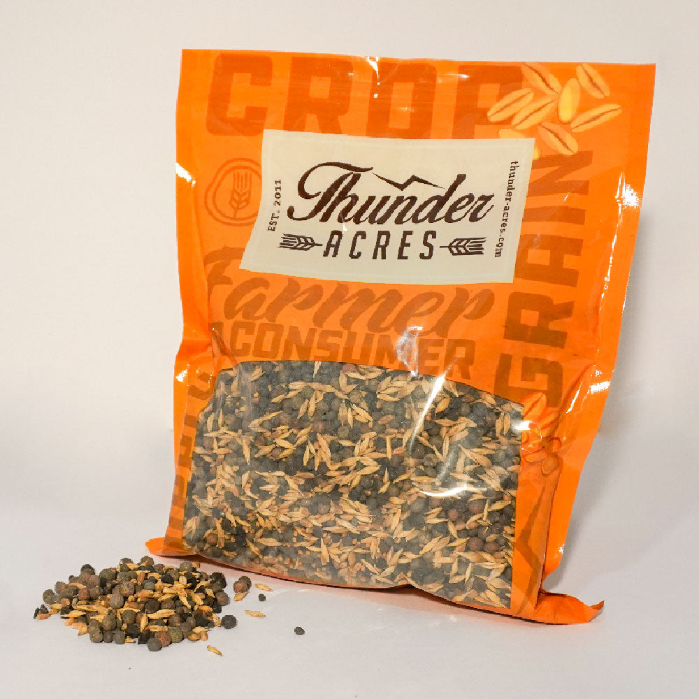 Thunder Acres nine seed cover crop blend with vetch, clover and peas