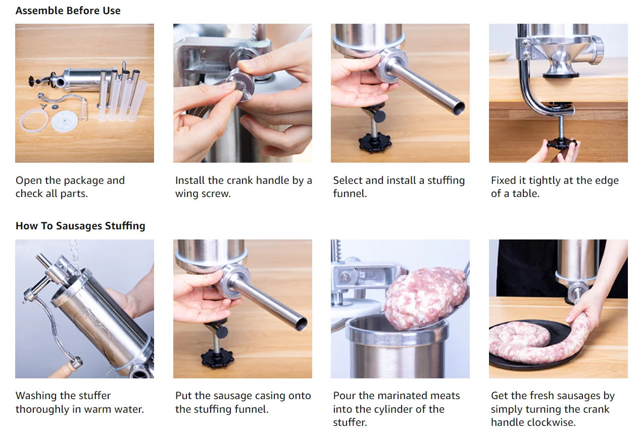 MASTER FENG Vertical Sausage Stuffer Homemade Manual Sausage Maker Sausage Meat Filling Machine