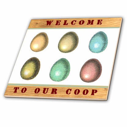 "Welcome to Our Coop" Ceramic Tile — Chicken Kitchen Backsplash Accent