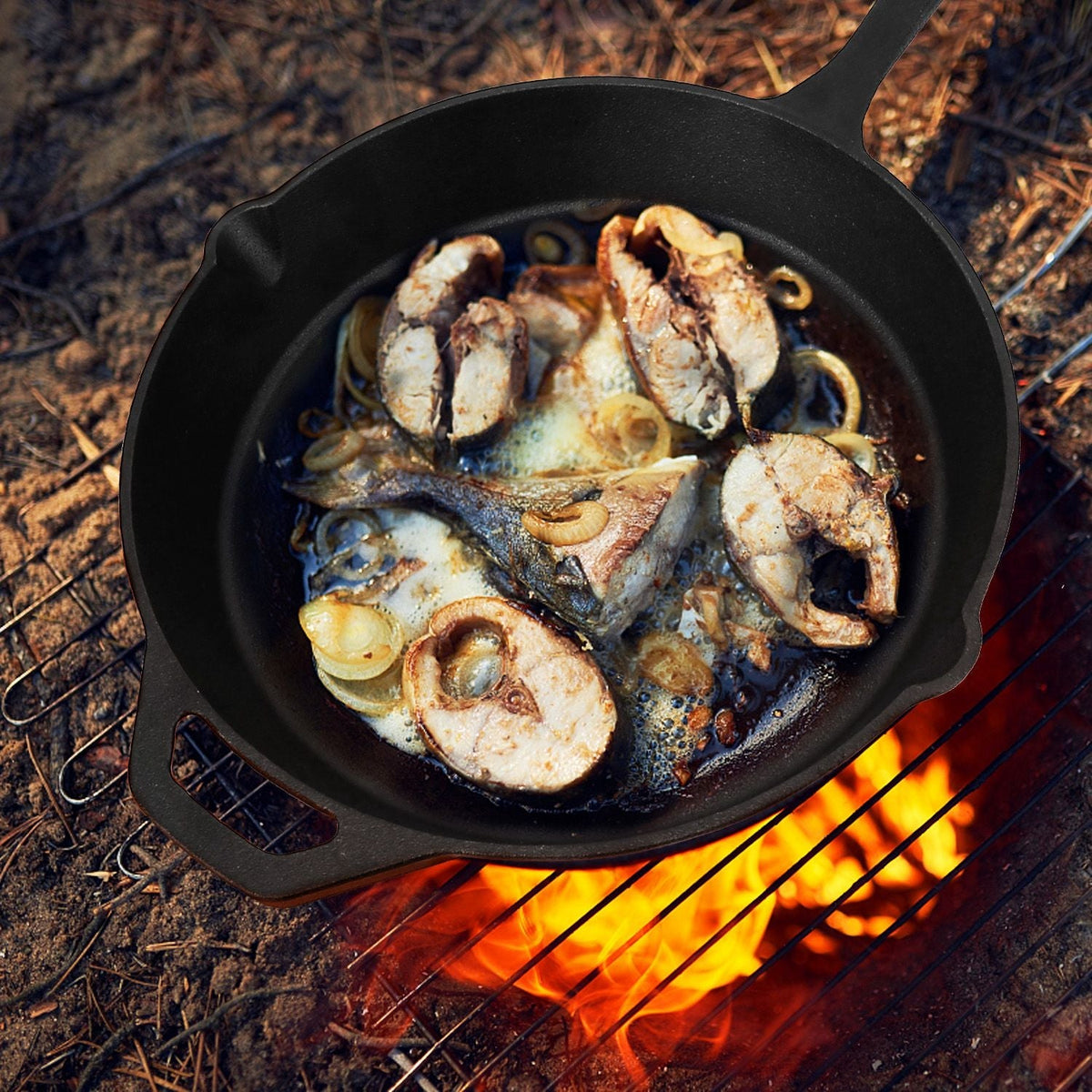 12-Inch Pre-Seasoned Cast Iron Skillet with Heat-Resistant Handle Holder
