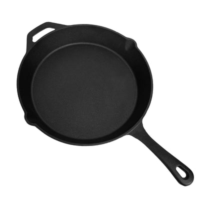 12-Inch Pre-Seasoned Cast Iron Skillet with Heat-Resistant Handle Holder