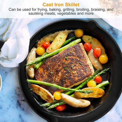 Pre-Seasoned Cast Iron Skillet Set — 6", 8" and 10" Frying Pans