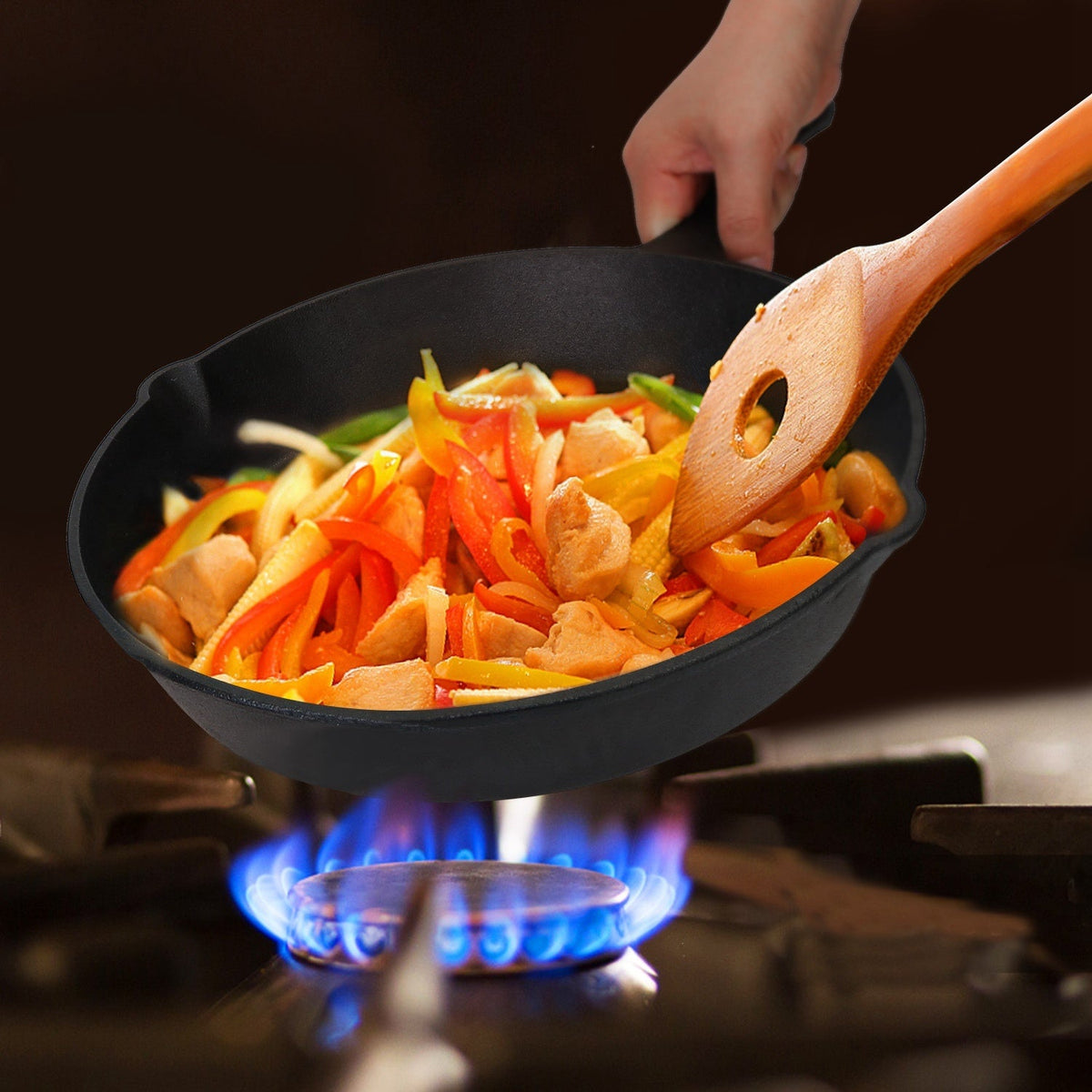 Pre-Seasoned Cast Iron Skillet Set — 6", 8" and 10" Frying Pans