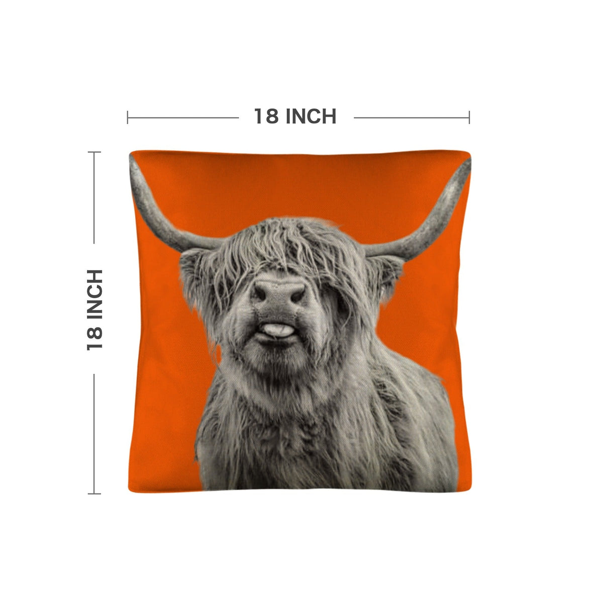 Highland Cow Throw Pillow Cover — 18"x18", Made in America