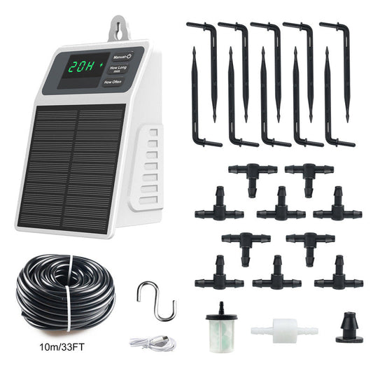 Solar Drip Irrigation System - Auto Watering Timer for Hanging Plants, Balcony & Greenhouse Use