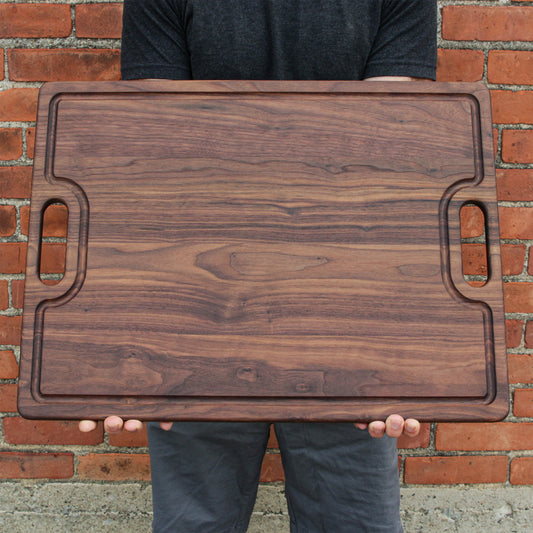 Extra large walnut charcuterie serving board, 24 by 18 inches