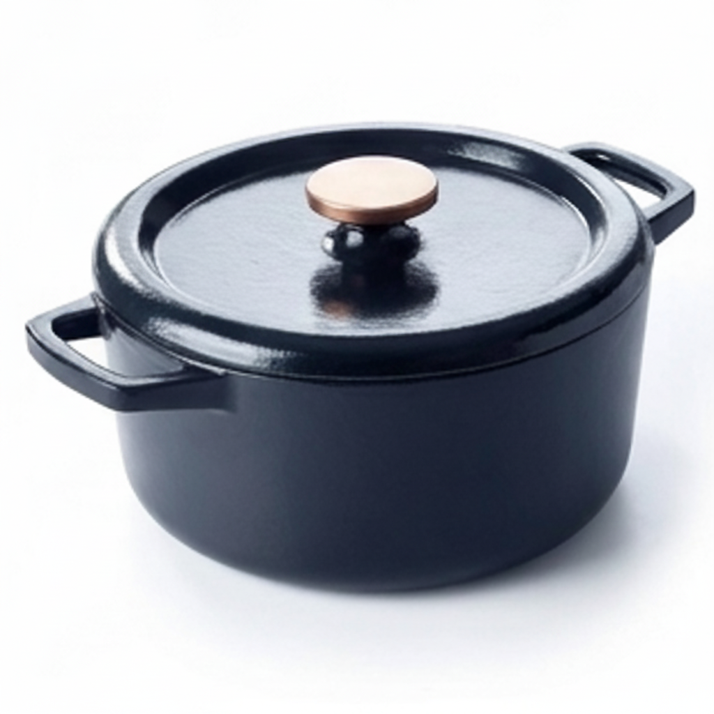 Five quart round enameled cast iron Dutch oven