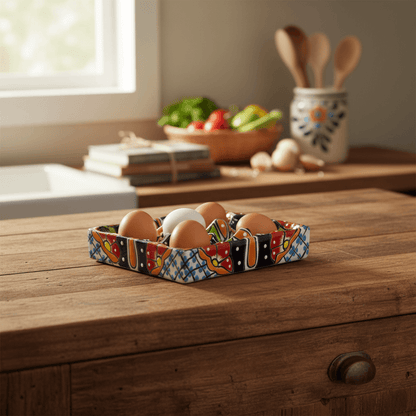 Talavera Ceramic Egg Holder | Hand-Painted Mexican Kitchenware